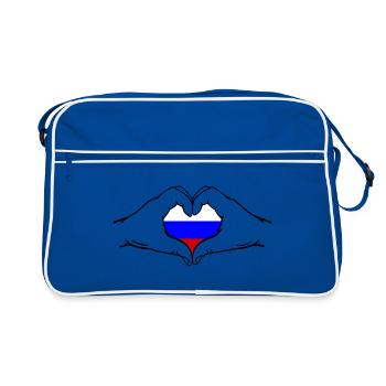 Drapeau de la Russie Mains Forme de coeur - Sac Retro - bleu/blanc - Devant
