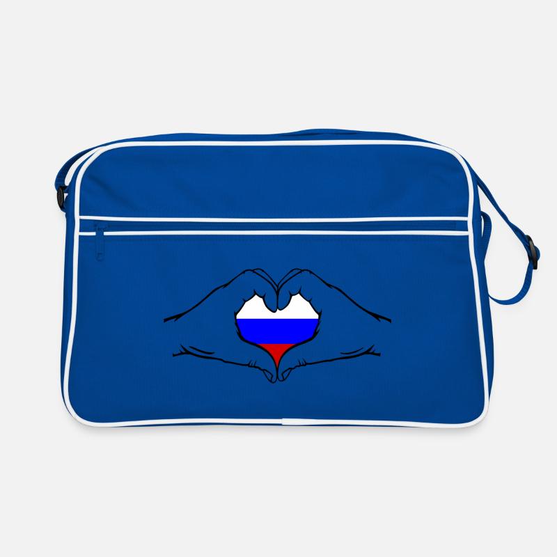 Drapeau de la Russie Mains Forme de coeur Sac Retro