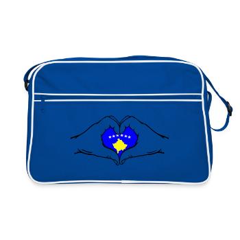 Drapeau du Kosovo Mains Forme De Coeur - Sac Retro - bleu/blanc - Devant