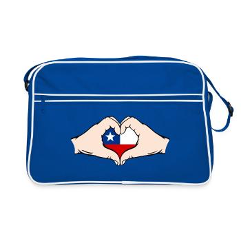 Chili en forme de coeur avec les mains - Sac Retro - bleu/blanc - Devant