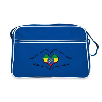 Ethiopia Flag Heart Shape - Retro Bag - blue/white - Front