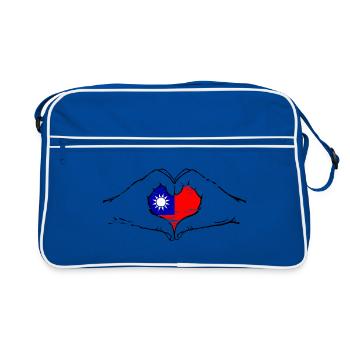 Drapeau de Taïwan en forme de coeur utilisé - Sac Retro - bleu/blanc - Devant