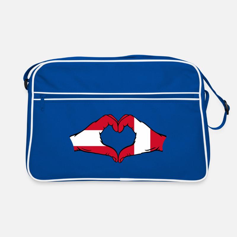 Austria Peru Flag Hands Heart Shape Retro Bag