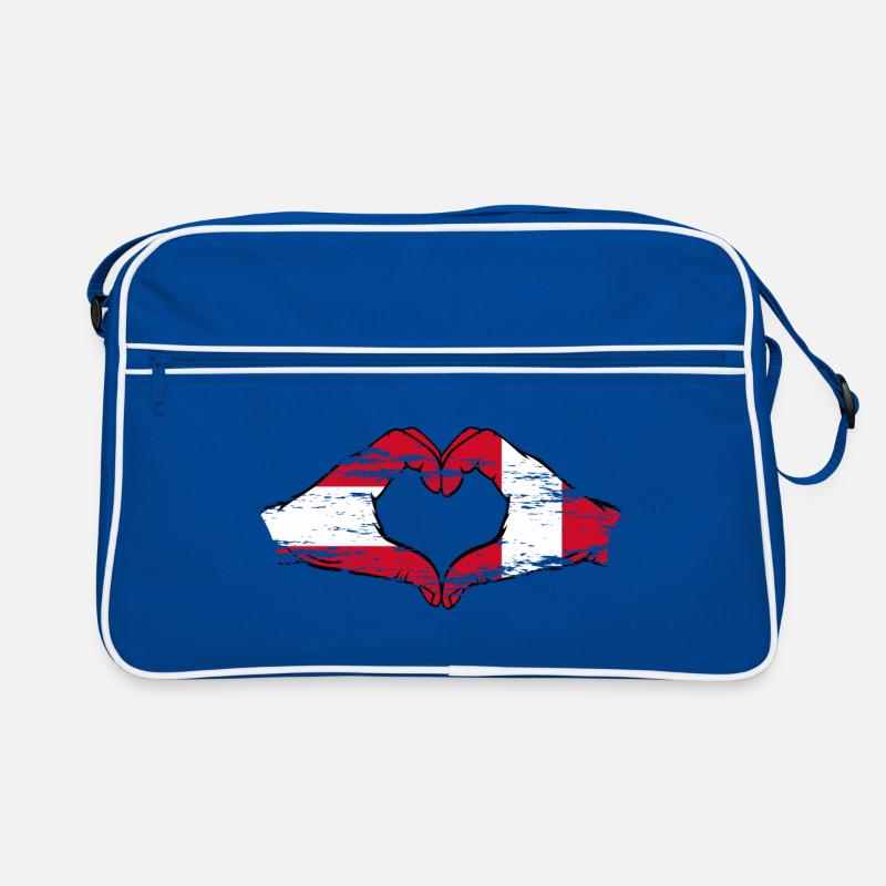 Autriche Pérou Drapeau Mains Coeur Forme D’occasion Sac Retro