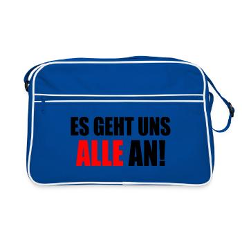 Es geht uns alle an - Retro Tasche - Blau/Weiß - Vorne