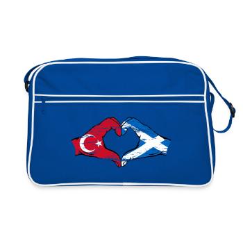 Turquie Ecosse drapeau mains forme de coeur utilisé - Sac Retro - bleu/blanc - Devant