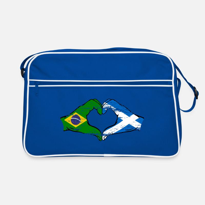 Brésil Ecosse drapeau mains forme de coeur utilisé Sac Retro