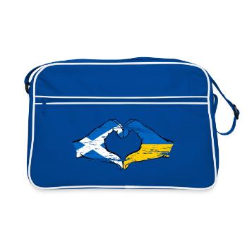Ecosse Ukraine drapeau mains forme de coeur utilisé - Sac Retro - bleu/blanc - Devant