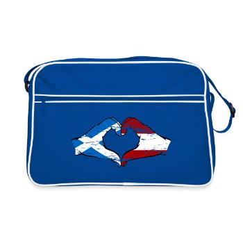 Ecosse Autriche Drapeau Mains Coeur Forme Utilisé - Sac Retro - bleu/blanc - Devant