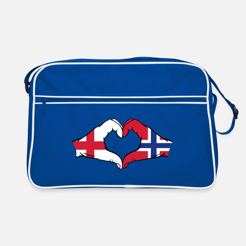 England Norway Flag Hands Heart Shape Retro Bag