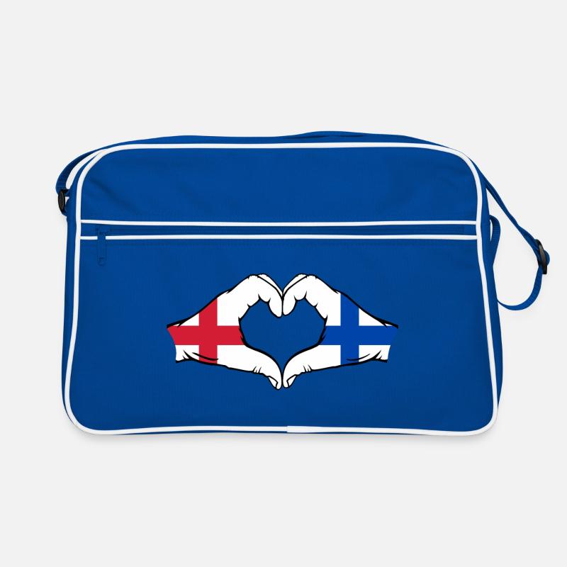 Angleterre Finlande Drapeau Mains Coeur Forme Sac Retro