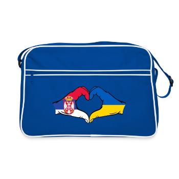 Serbia Ukraine Flag Hands Heart Shape - Retro Bag - blue/white - Front