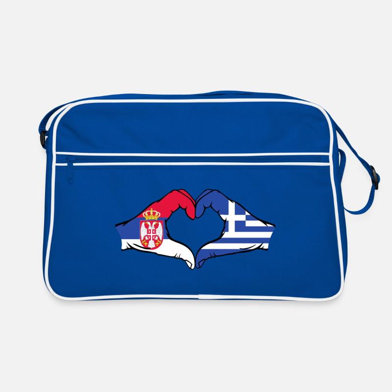Serbie Grèce Drapeau Mains Coeur Forme Sac Retro