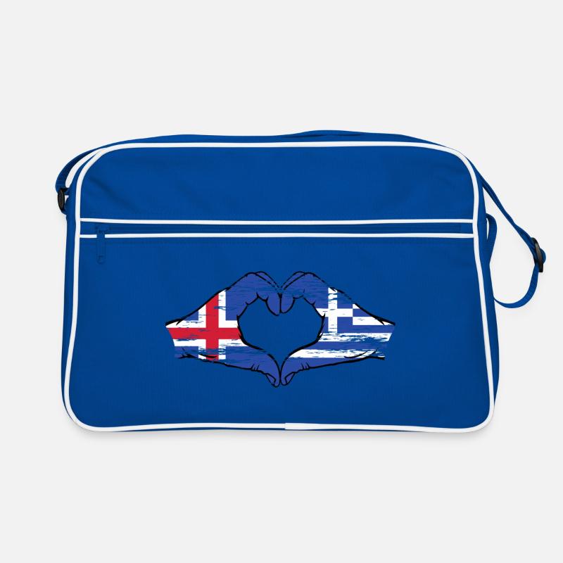 Islande Grèce Drapeau Mains Coeur Forme Utilisé Sac Retro
