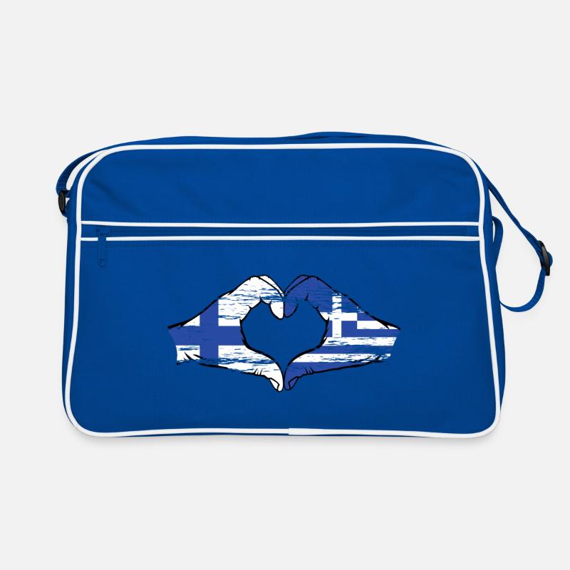 Finlande Grèce Drapeau Mains Coeur Forme Utilisé Sac Retro