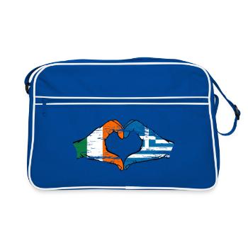 Irlande Grèce Drapeau Mains Coeur Forme Utilisé - Sac Retro - bleu/blanc - Devant
