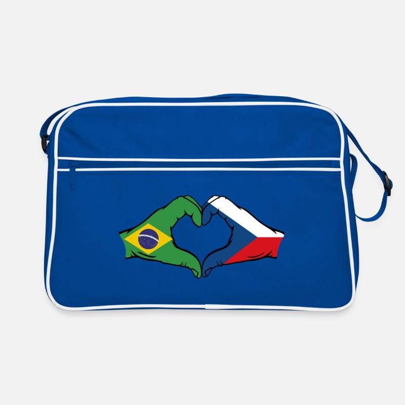 Brésil République tchèque drapeau coeur forme Sac Retro