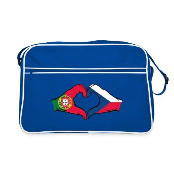 Portugal République tchèque drapeau coeur - Sac Retro - bleu/blanc - Devant