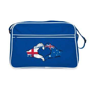 Angleterre Australie drapeau coeur utilisé - Sac Retro - bleu/blanc - Devant