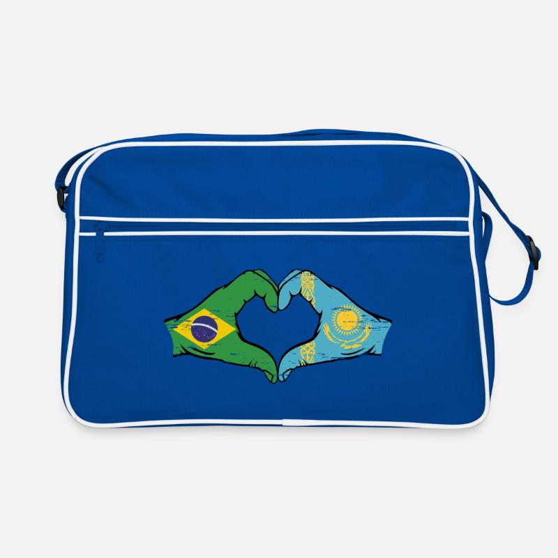 Brésil Kazakhstan drapeau mains forme de coeur utilisé Sac Retro