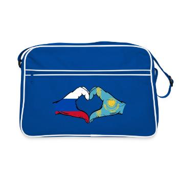 Russie Kazakhstan Drapeau Mains Coeur Forme Utilisé - Sac Retro - bleu/blanc - Devant