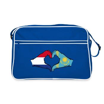 Hollande Kazakhstan Drapeau Mains Coeur Forme - Sac Retro - bleu/blanc - Devant