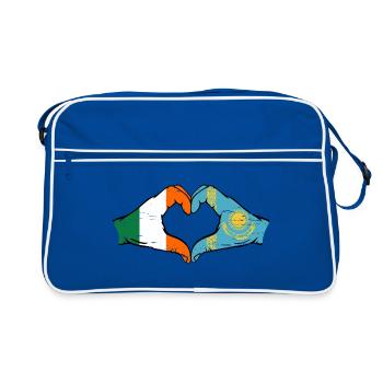 Irlande Kazakhstan Drapeau Mains Coeur Forme Utilisé - Sac Retro - bleu/blanc - Devant