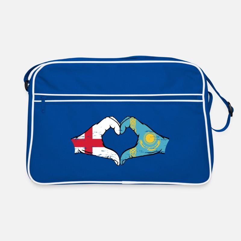 Angleterre Kazakhstan drapeau mains forme de coeur utilisé Sac Retro