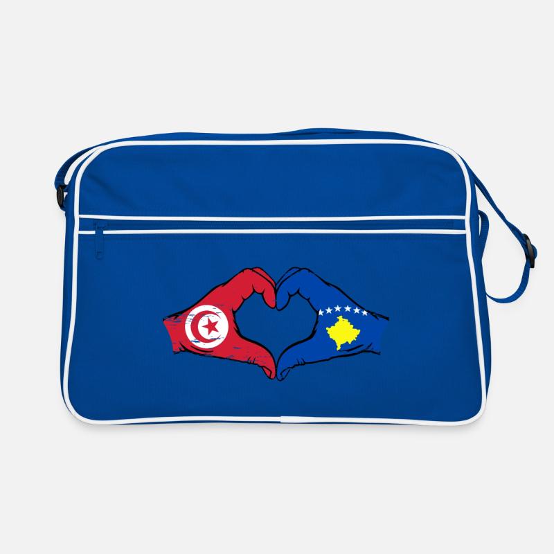 Tunisie Kosovo drapeau mains forme de coeur utilisé Sac Retro