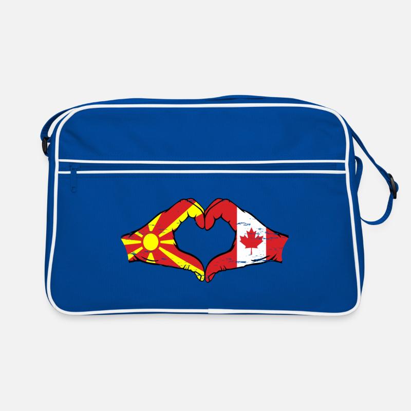 Macédoine, Canada, drapeau, mains, forme de coeur utilisé Sac Retro