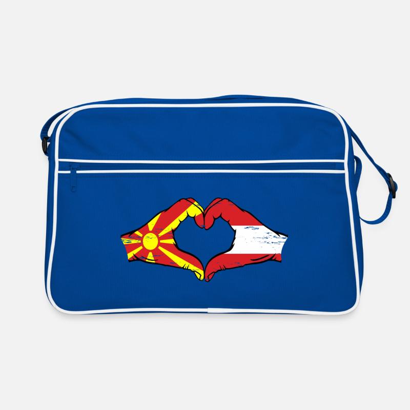 Macédoine Autriche Drapeau Mains Coeur Forme Utilisé Sac Retro