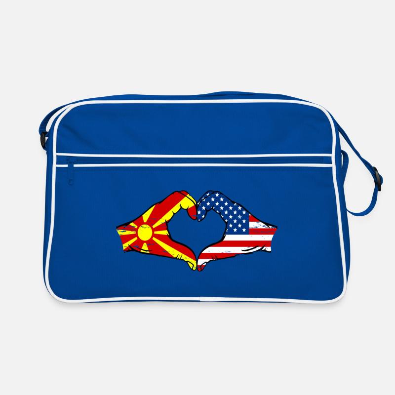 Macédoine États-Unis drapeau mains forme de coeur utilisé Sac Retro
