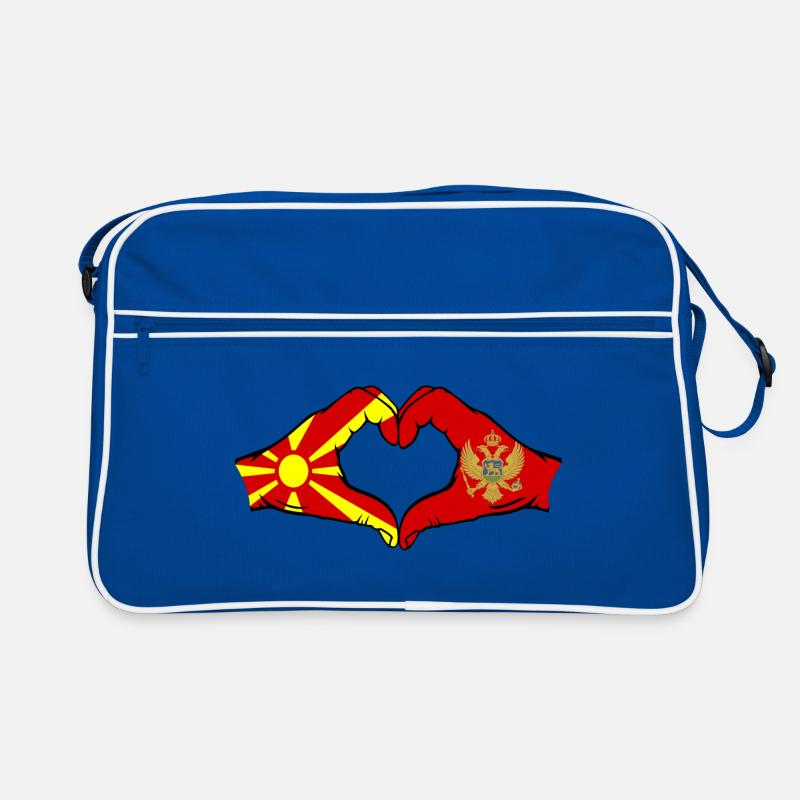 Macédoine Monténégro Drapeau Mains Coeur Forme Sac Retro