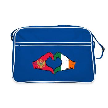 Monténégro Irlande Drapeau Mains Coeur Utilisé - Sac Retro - bleu/blanc - Devant