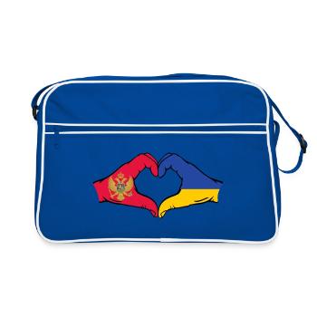 Montenegro Ukraine Flag Hands Heart Shape - Retro Bag - blue/white - Front