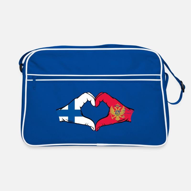 Finlande Monténégro drapeau mains forme de coeur utilisé Sac Retro