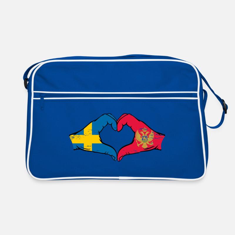 Suède Monténégro Drapeau Mains Coeur Forme Sac Retro