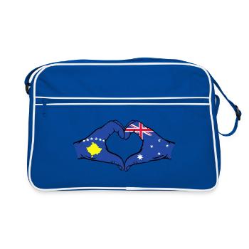 Kosovo Australie drapeau mains forme de coeur utilisé - Sac Retro - bleu/blanc - Devant