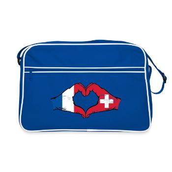 France Suisse Drapeau Mains Coeur Forme Utilisé - Sac Retro - bleu/blanc - Devant