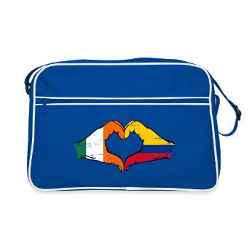 Irlande Colombie Drapeau Mains Coeur Forme Utilisé - Sac Retro - bleu/blanc - Devant