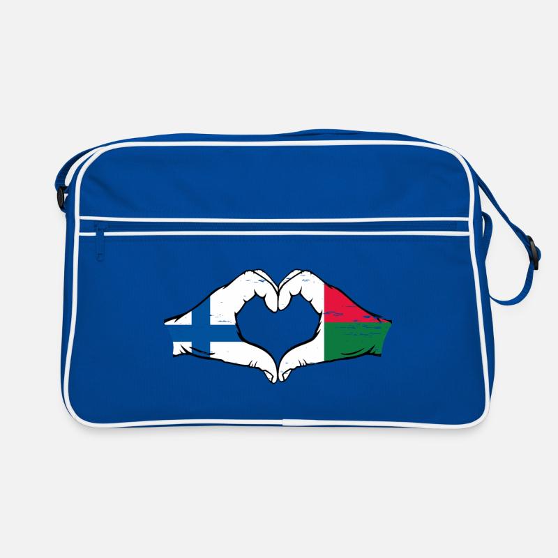 Finlande Madagascar drapeau mains forme coeur utilisé Sac Retro