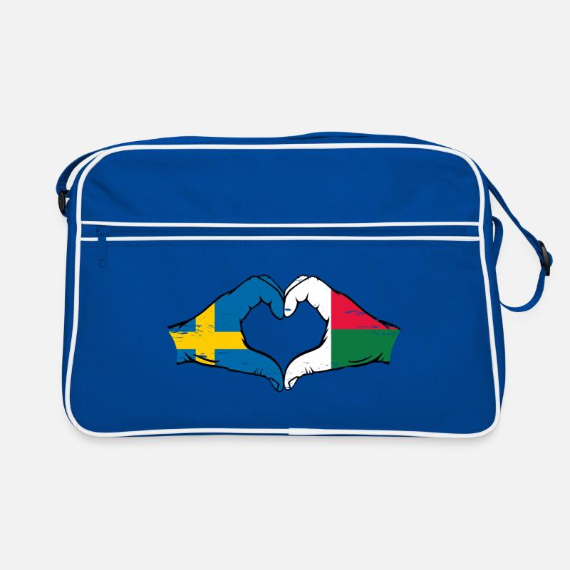 Suède Madagascar drapeau mains forme de coeur utilisé Sac Retro