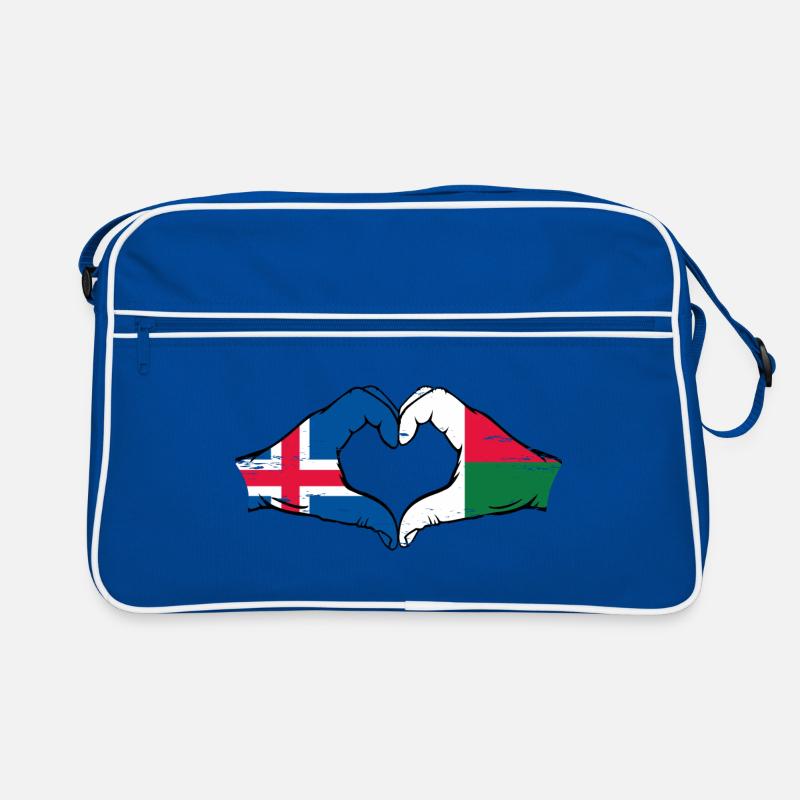 Iceland Madagascar Flag Hands Heart Shape Used Retro Bag