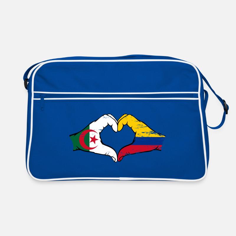 Algérie Colombie Drapeau Mains Coeur Forme Utilisé Sac Retro