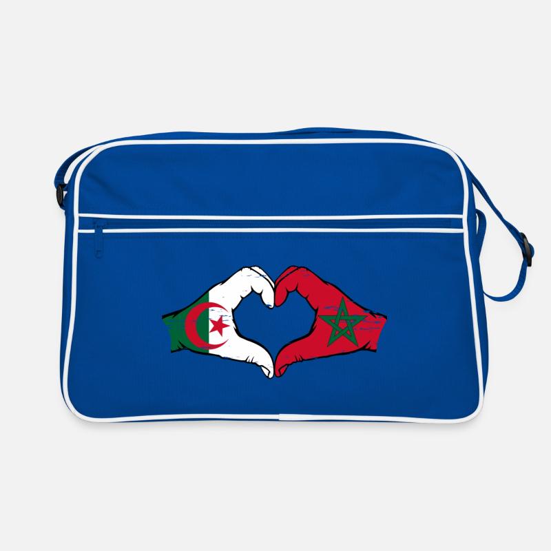 Algérie Maroc Drapeau Mains Coeur Forme Utilisé Sac Retro
