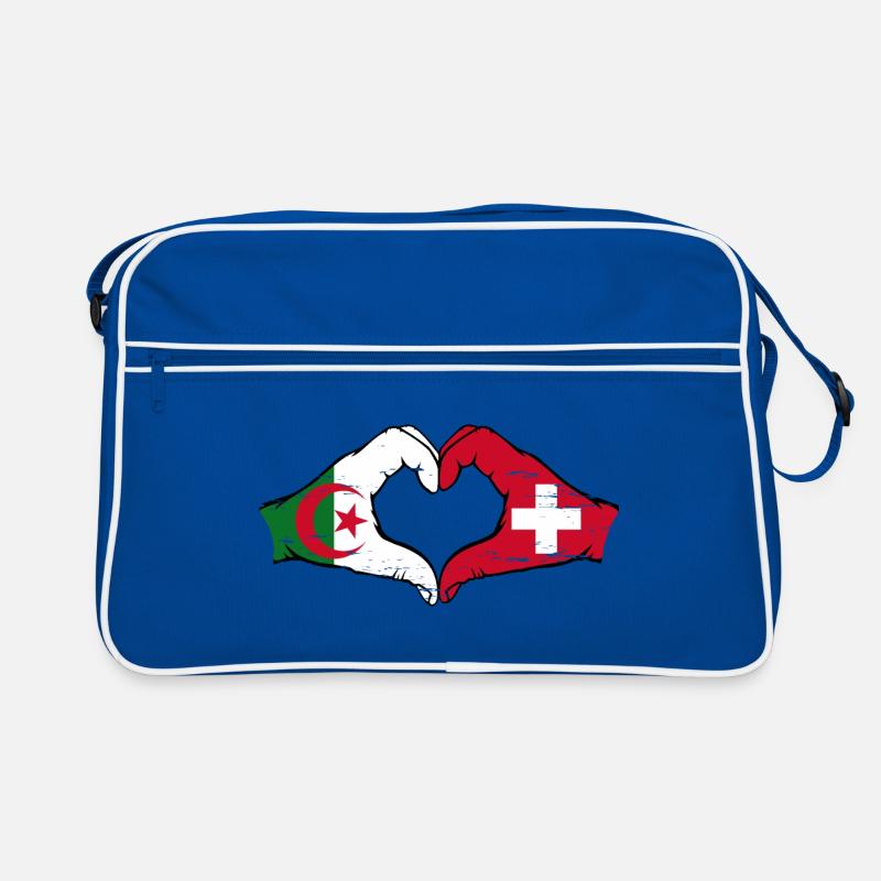 Algérie Suisse drapeau mains forme de coeur utilisé Sac Retro