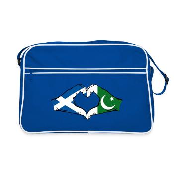 Scotland Pakistan Hands Heart Shape - Retro Bag - blue/white - Front