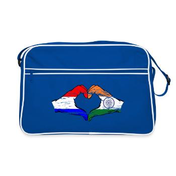 Hollande Inde Mains Forme Coeur Utilisé - Sac Retro - bleu/blanc - Devant