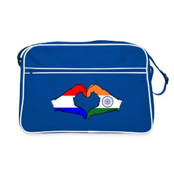 Hollande Inde Mains Forme Coeur - Sac Retro - bleu/blanc - Devant