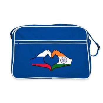 Russie Inde mains en forme de cœur - Sac Retro - bleu/blanc - Devant
